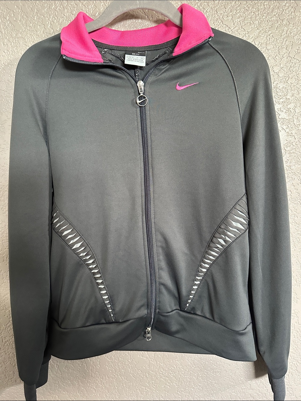 Nike Women's Charcoal Bomber Jacket with Pink Accents